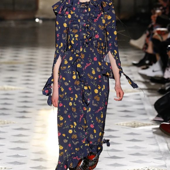 Vetements jersey runway dress in size small. Navy with multi color floral print - Picture 13 of 14